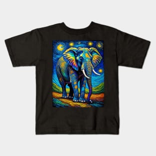 Elephant in starry night Kids T-Shirt